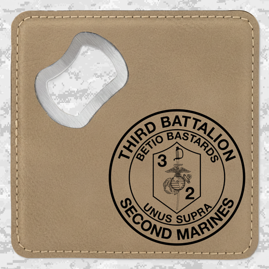 3rd Battalion 2nd Marines "Betio Bastards" | Leather Coaster & Opener