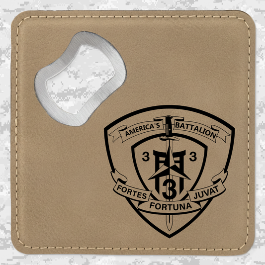 3rd Battalion 3rd Marines "Trinity" | Leather Coaster & Opener