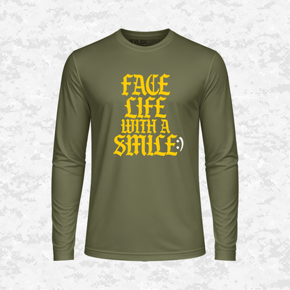 Face Life with a Smile | Essential Text | DRIFIT Long sleeve, Hoodie