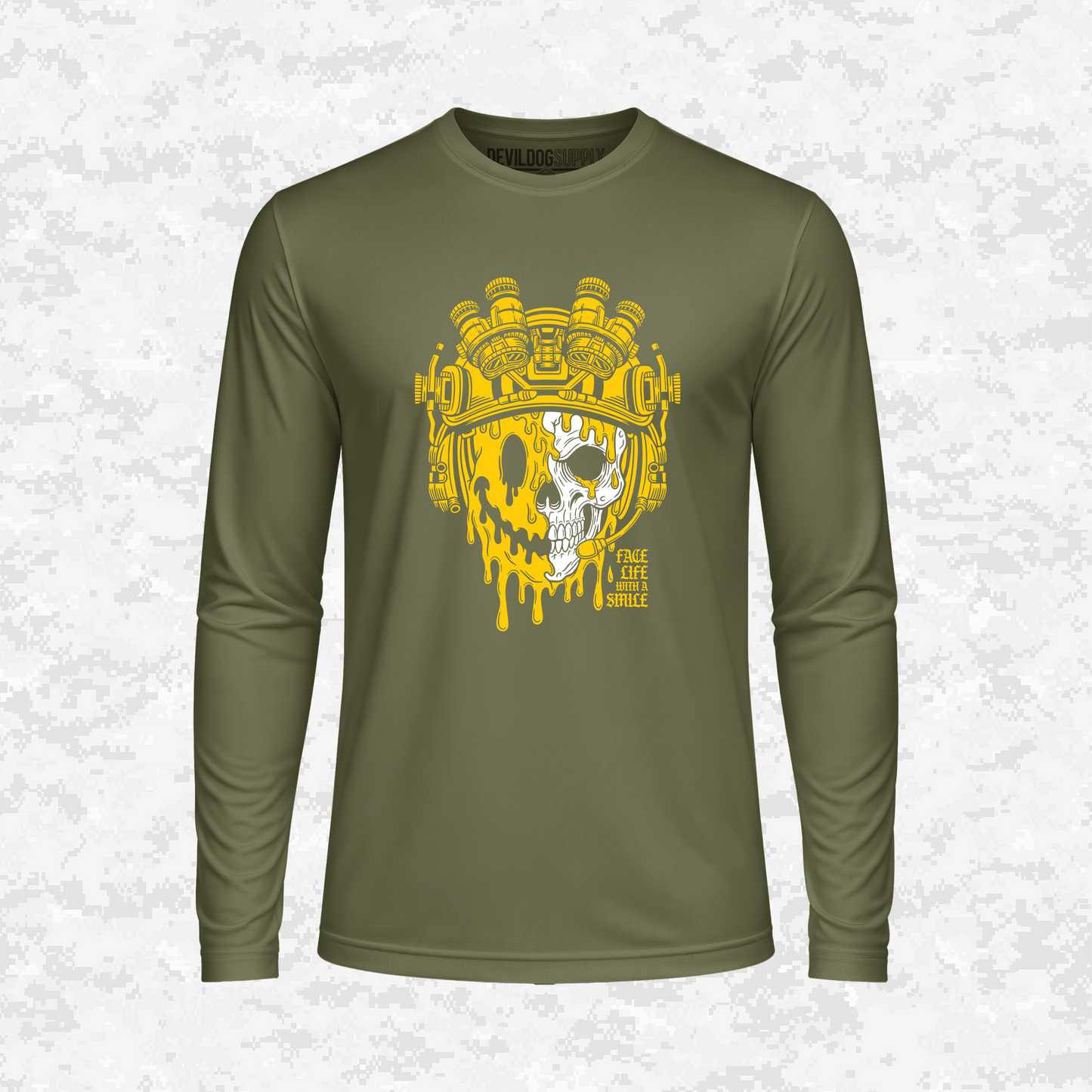 Face Life with a Smile | Tactical Skull | DRIFIT Long sleeve, Hoodie