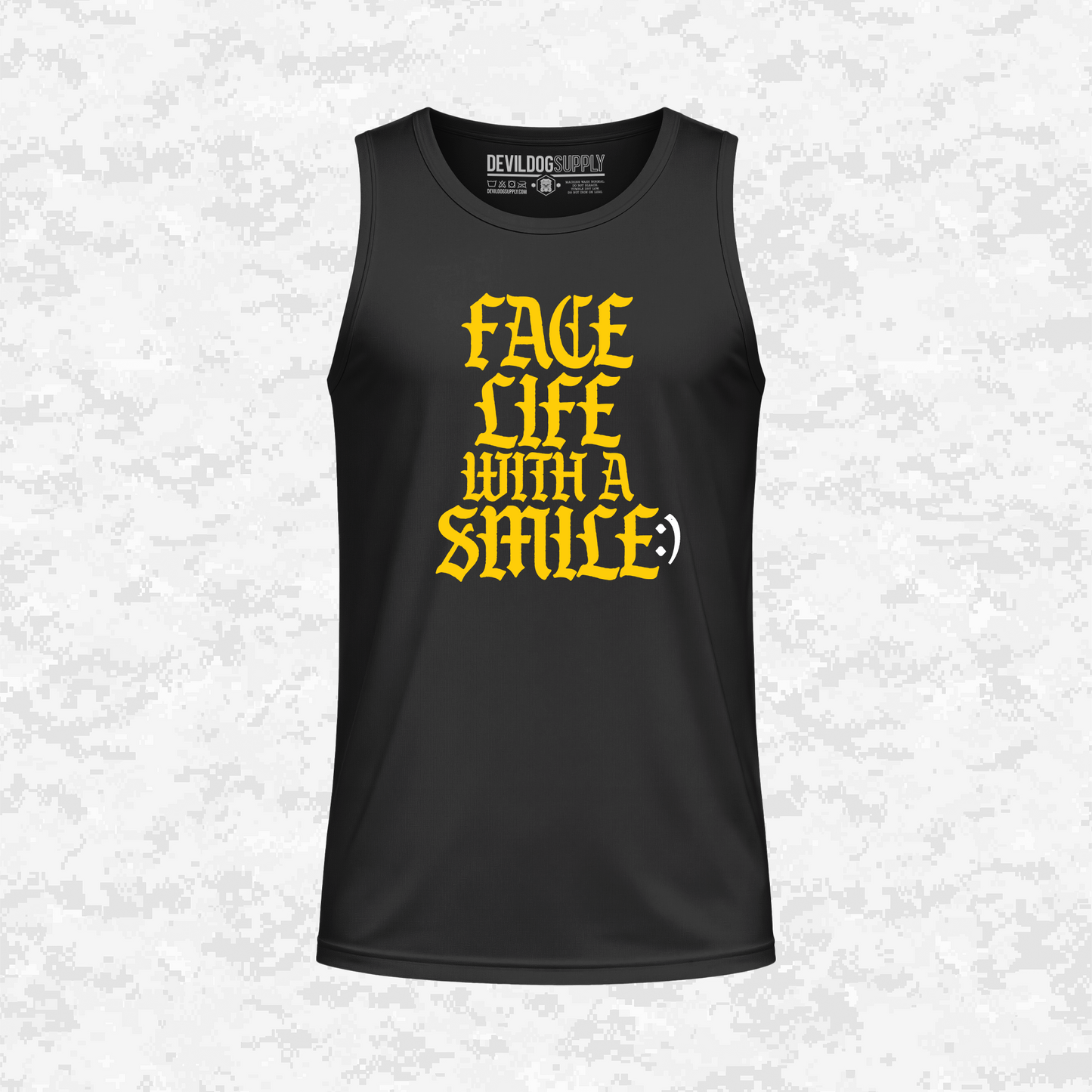 Face Life with a Smile | Essential Text | DRIFIT Sleeveless, Tank, Sleeveless Hoodie