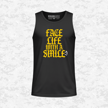 Face Life with a Smile | Essential Text | DRIFIT Sleeveless, Tank, Sleeveless Hoodie