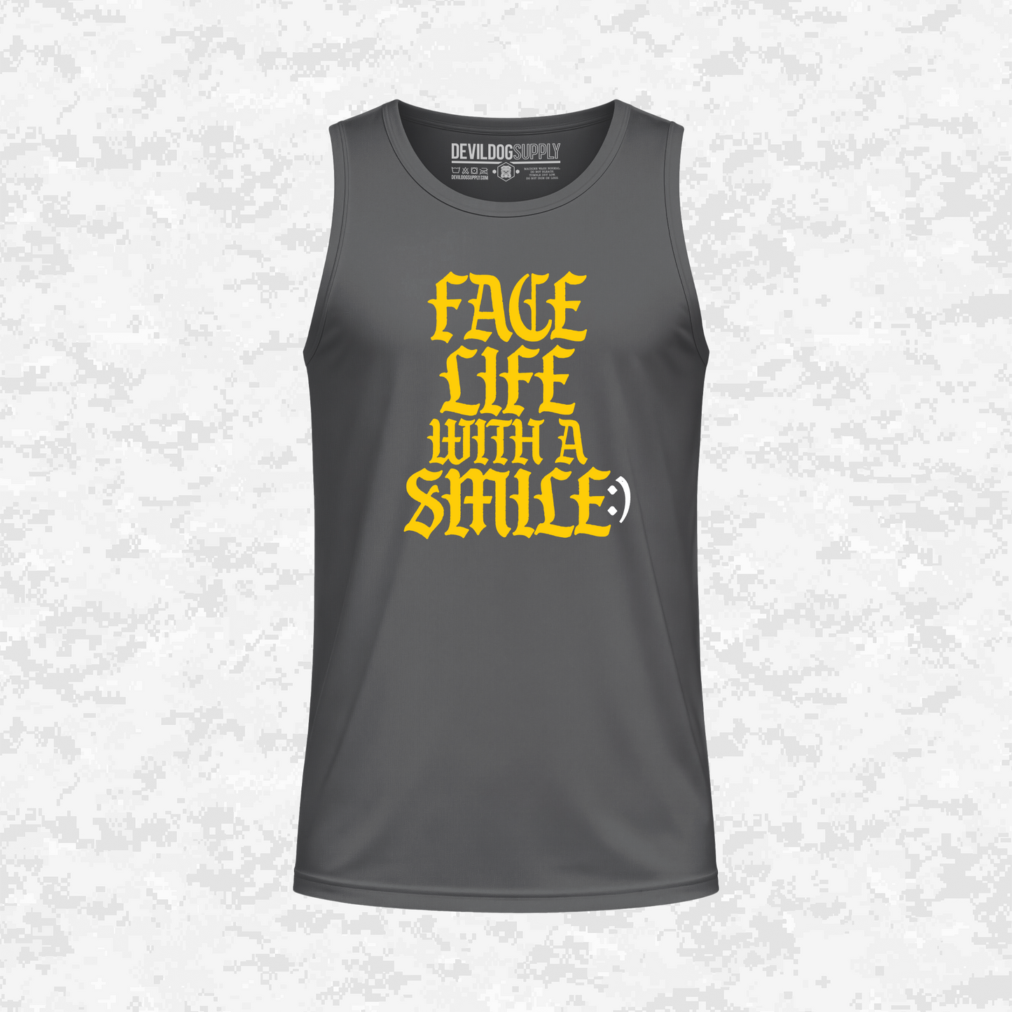 Face Life with a Smile | Essential Text | DRIFIT Sleeveless, Tank, Sleeveless Hoodie