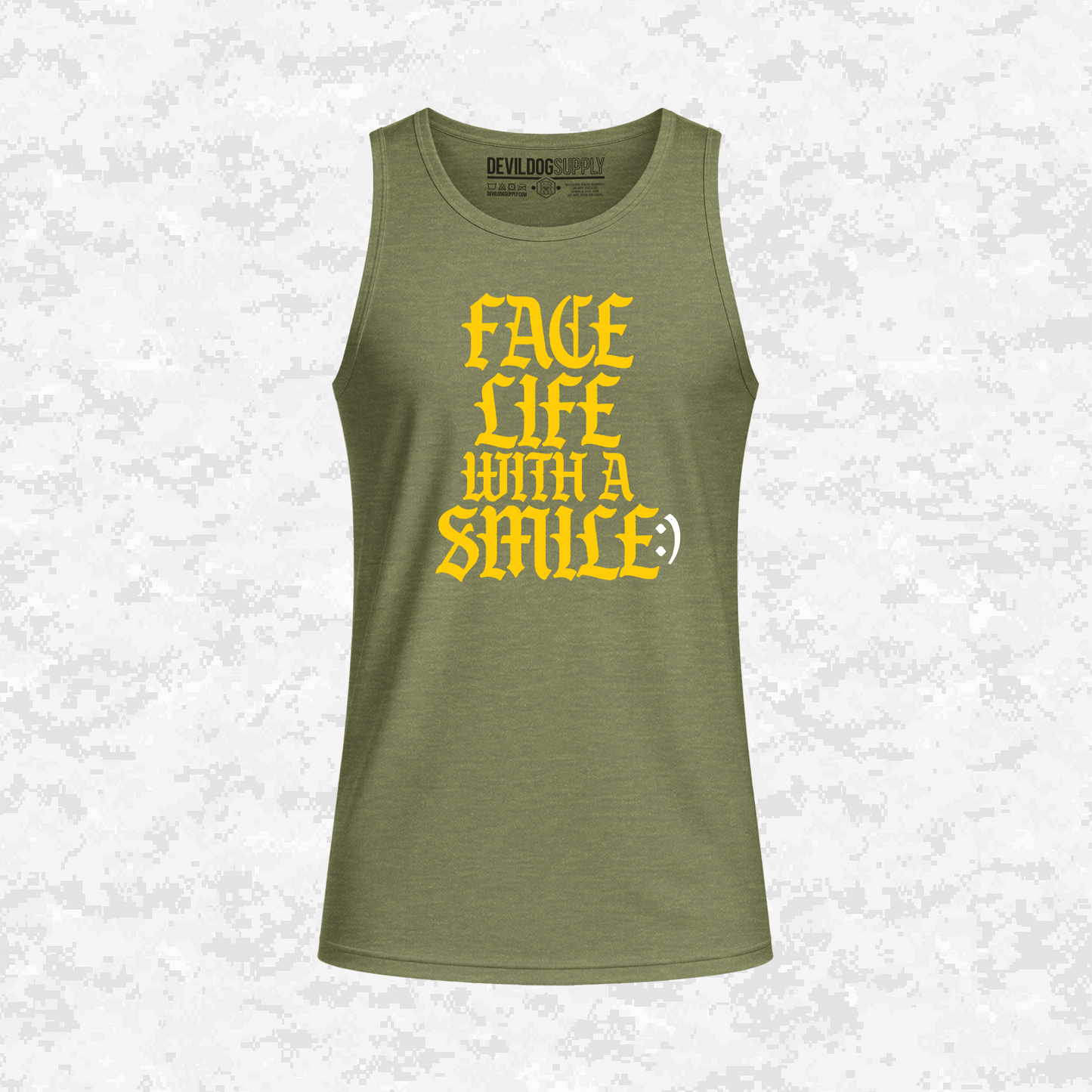 Face Life with a Smile | Essential Text | DRIFIT Sleeveless, Tank, Sleeveless Hoodie