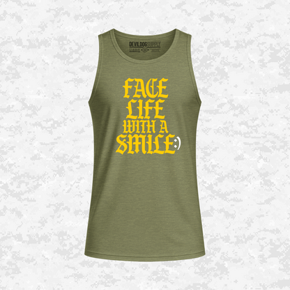 Face Life with a Smile | Essential Text | DRIFIT Sleeveless, Tank, Sleeveless Hoodie