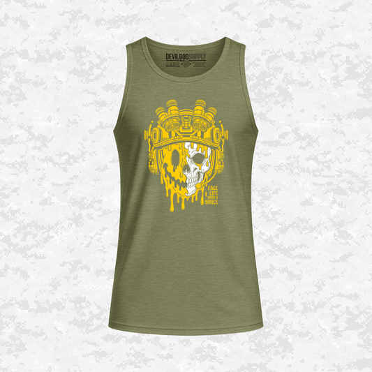 Face Life with a Smile | Tactical Skull | DRIFIT Sleeveless, Tank, Sleeveless Hoodie