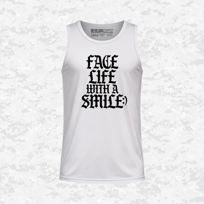 Face Life with a Smile | Essential Text | DRIFIT Sleeveless, Tank, Sleeveless Hoodie