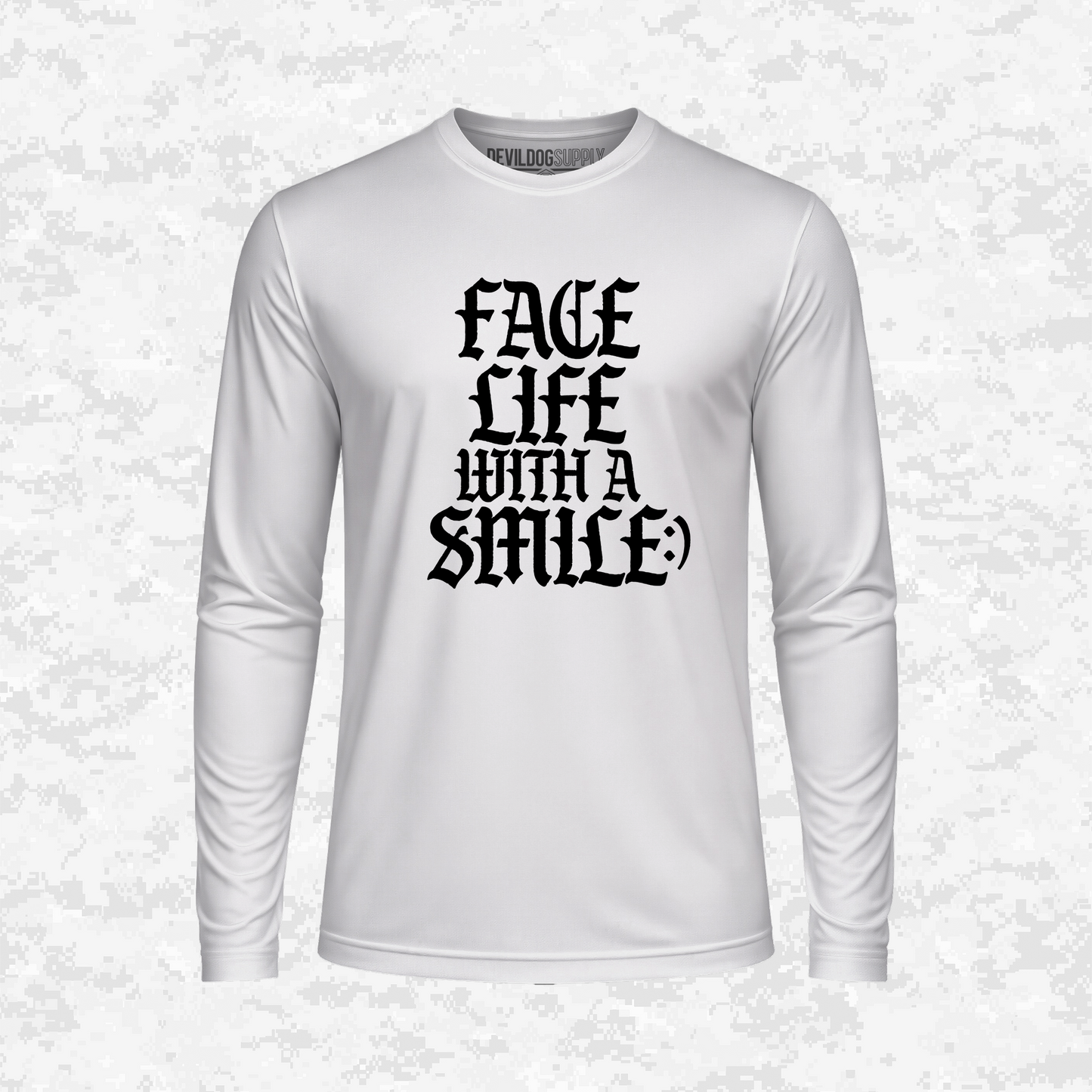 Face Life with a Smile | Essential Text | DRIFIT Long sleeve, Hoodie