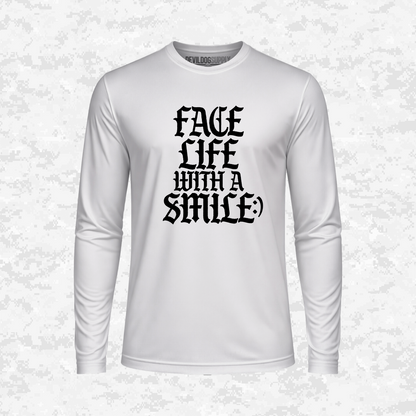 Face Life with a Smile | Essential Text | DRIFIT Long sleeve, Hoodie