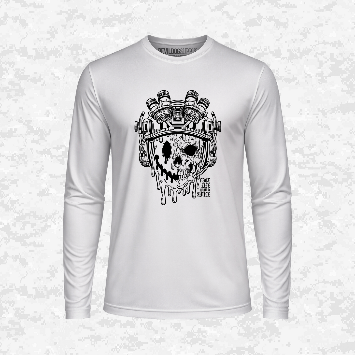 Face Life with a Smile | Tactical Skull | DRIFIT Long sleeve, Hoodie