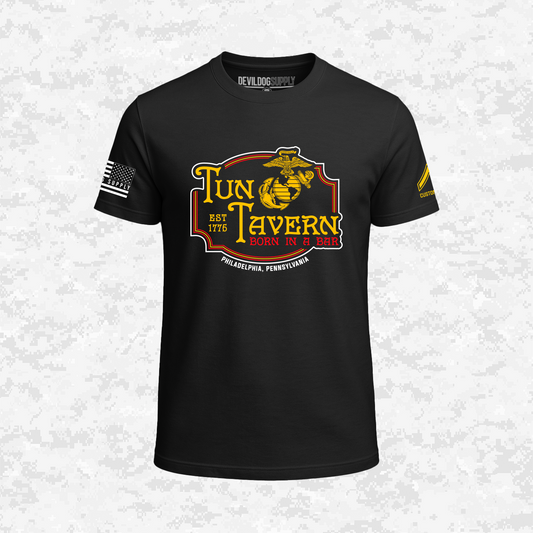 Born in a Bar | Forged to Serve | USMC 251 Years | Customizable Ranks Edition | T-shirt