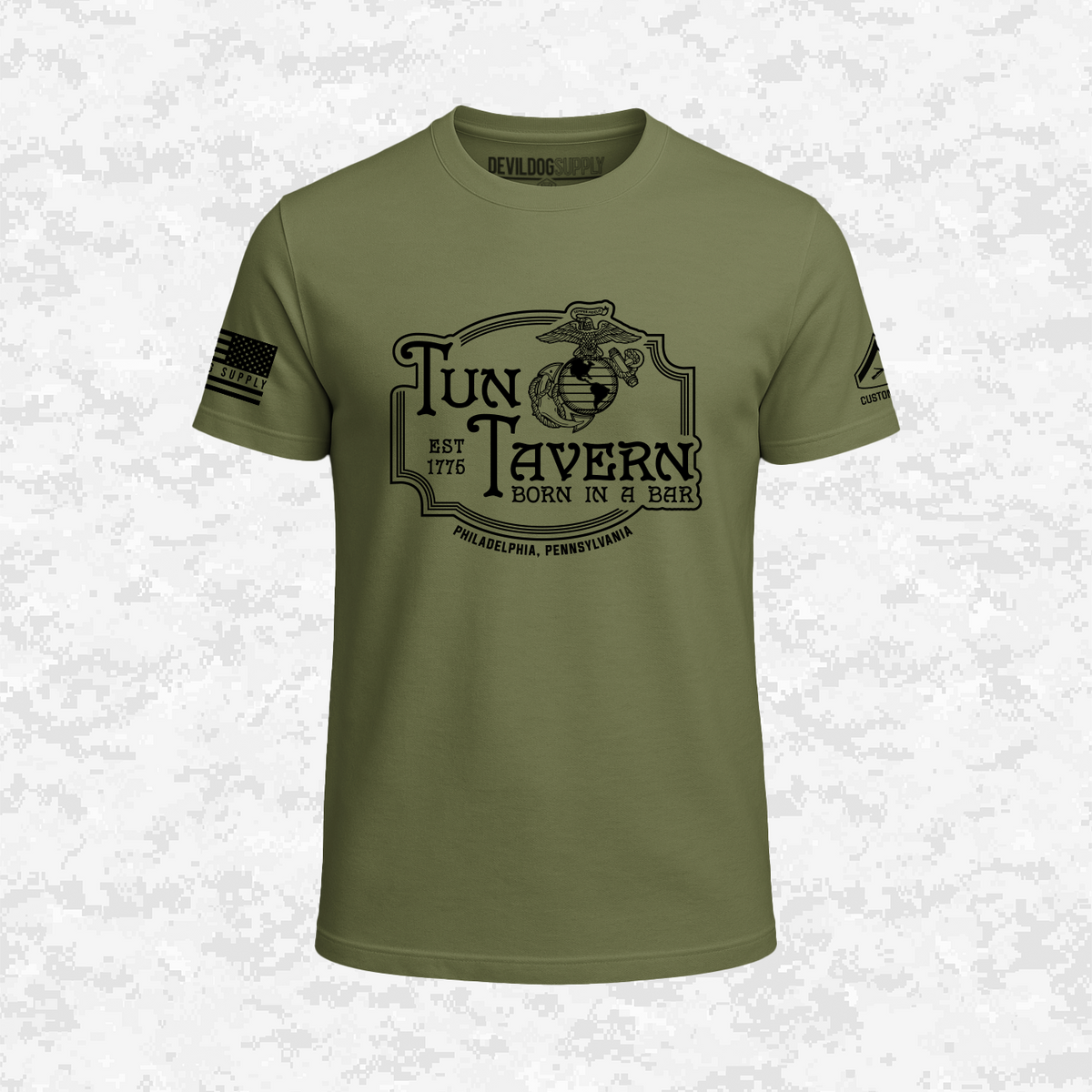 Born in a Bar | Forged to Serve | USMC 251 Years | Customizable Ranks Edition | T-shirt