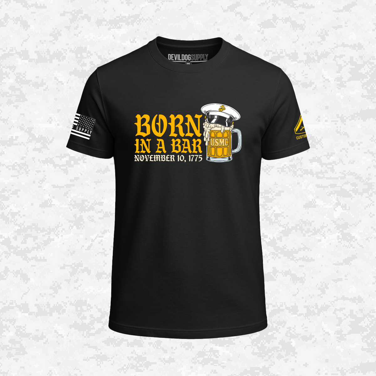 Born in a Bar | The Leatherneck Mug | Customizable Ranks Edition | T-shirt