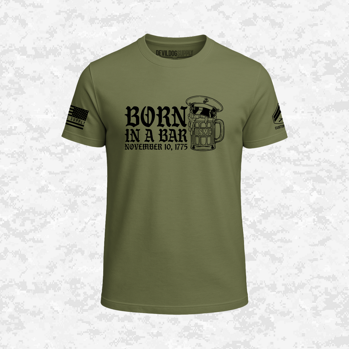 Born in a Bar | The Leatherneck Mug | Customizable Ranks Edition | T-shirt