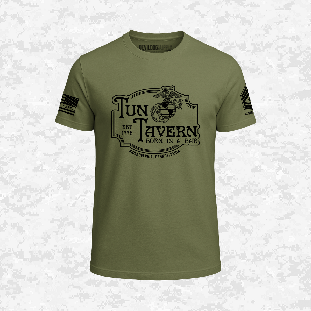 Born in a Bar | Forged to Serve | USMC 251 Years | Customizable Ranks Edition | T-shirt