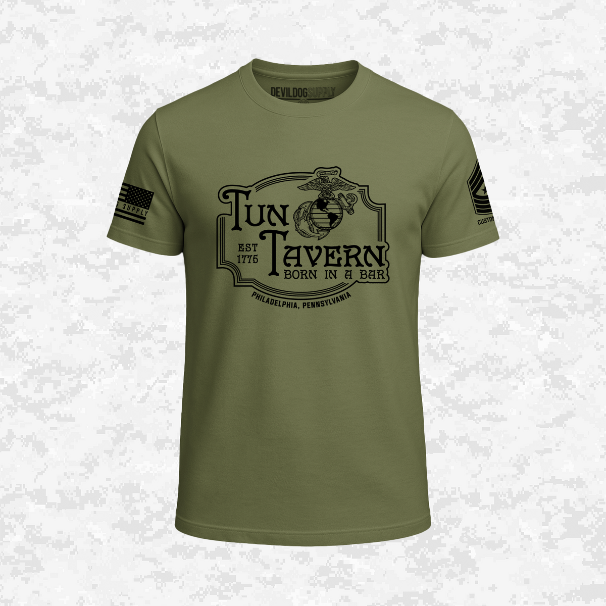 Born in a Bar | Forged to Serve | USMC 251 Years | Customizable Ranks Edition | T-shirt