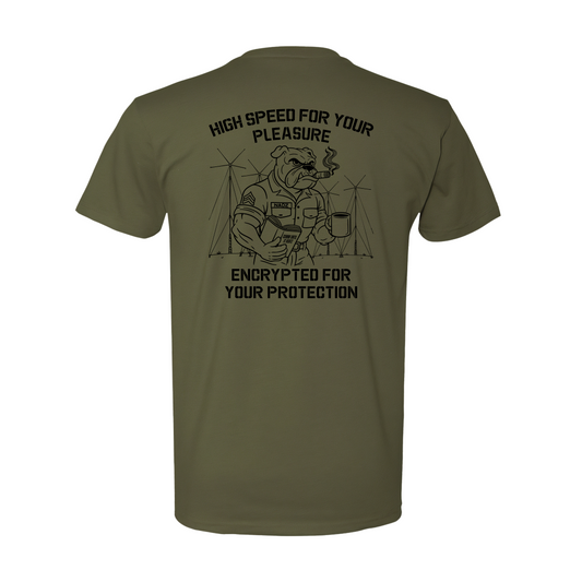 "High Speed For Your Pleasure, Encrypted For You Protection". Antenna Farm USMC, T-Shirt