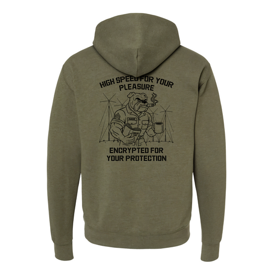 "High Speed For Your Pleasure, Encrypted For You Protection". Antenna Farm USMC, Hoodie