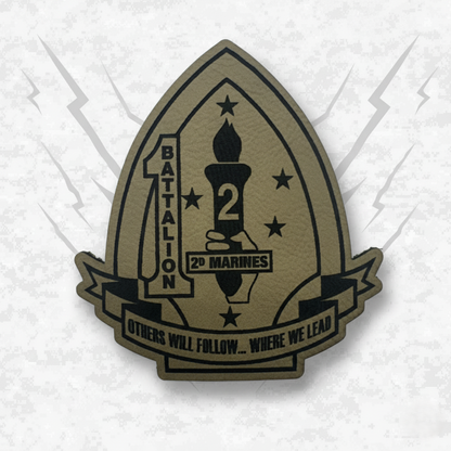 Leather Patch | 1st Battalion 2nd Marines "Typhoon" | Velcro Backed | Brown / Black