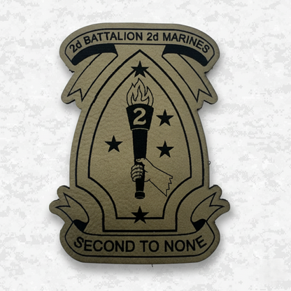 Leather Patch | 2nd Battalion 2nd Marines #2 | Velcro Backed | Brown / Black
