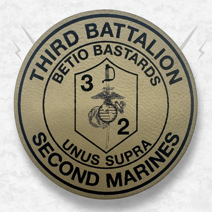 Leather Patch | 3rd Battalion 2nd Marines "Betio Bastards" | Velcro Backed | Brown / Black