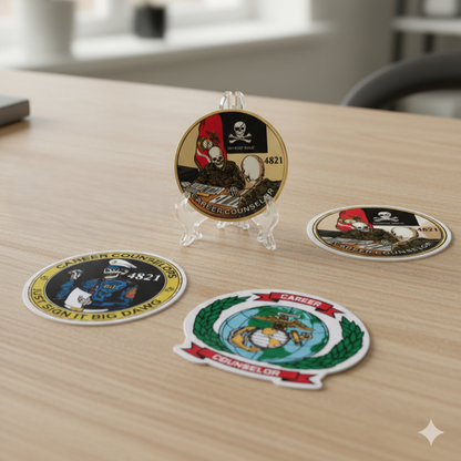 USMC Career Counselor Bundle Pack | Challenge Coin & 3 Stickers Set