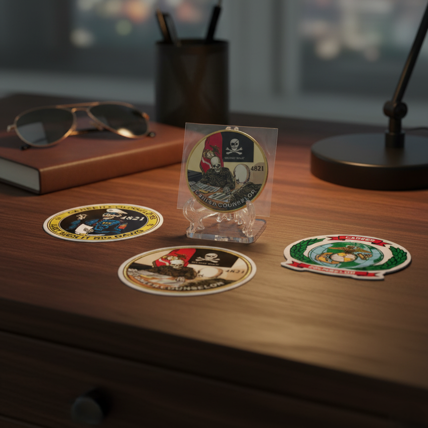 USMC Career Counselor Bundle Pack | Challenge Coin & 3 Stickers Set