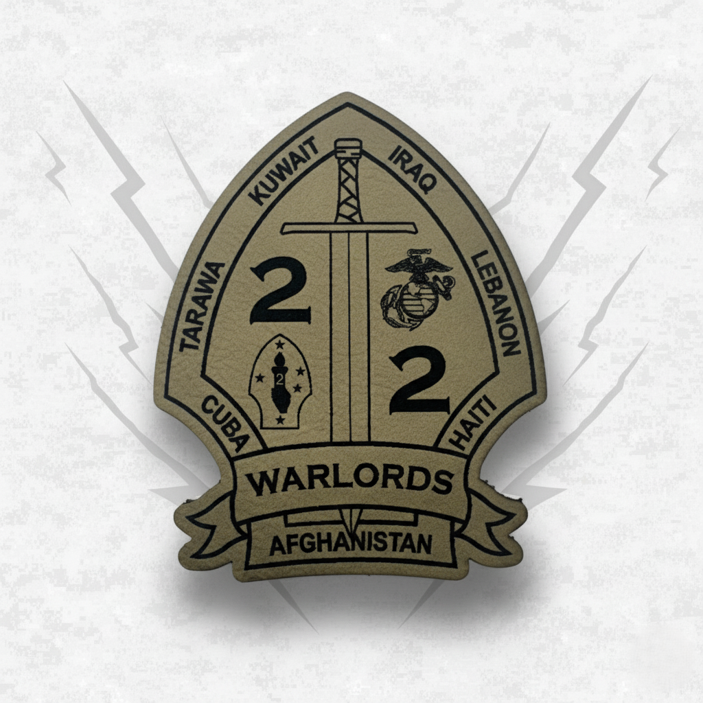 Leather Patch | 2nd Battalion 2nd Marines "Warlords" #1 | Velcro Backed