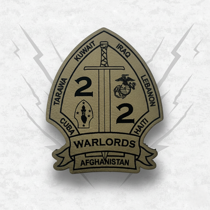 Leather Patch | 2nd Battalion 2nd Marines "Warlords" #1 | Velcro Backed | Brown / Black