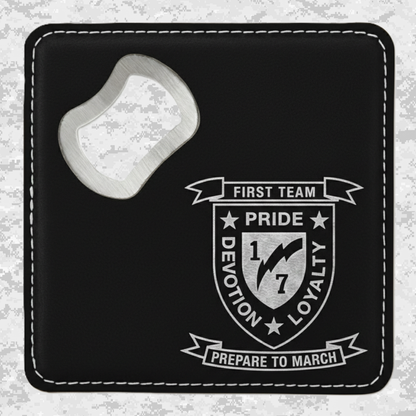 1st Battalion 7th Marines Unit "First Team" | Leather Coaster & Opener