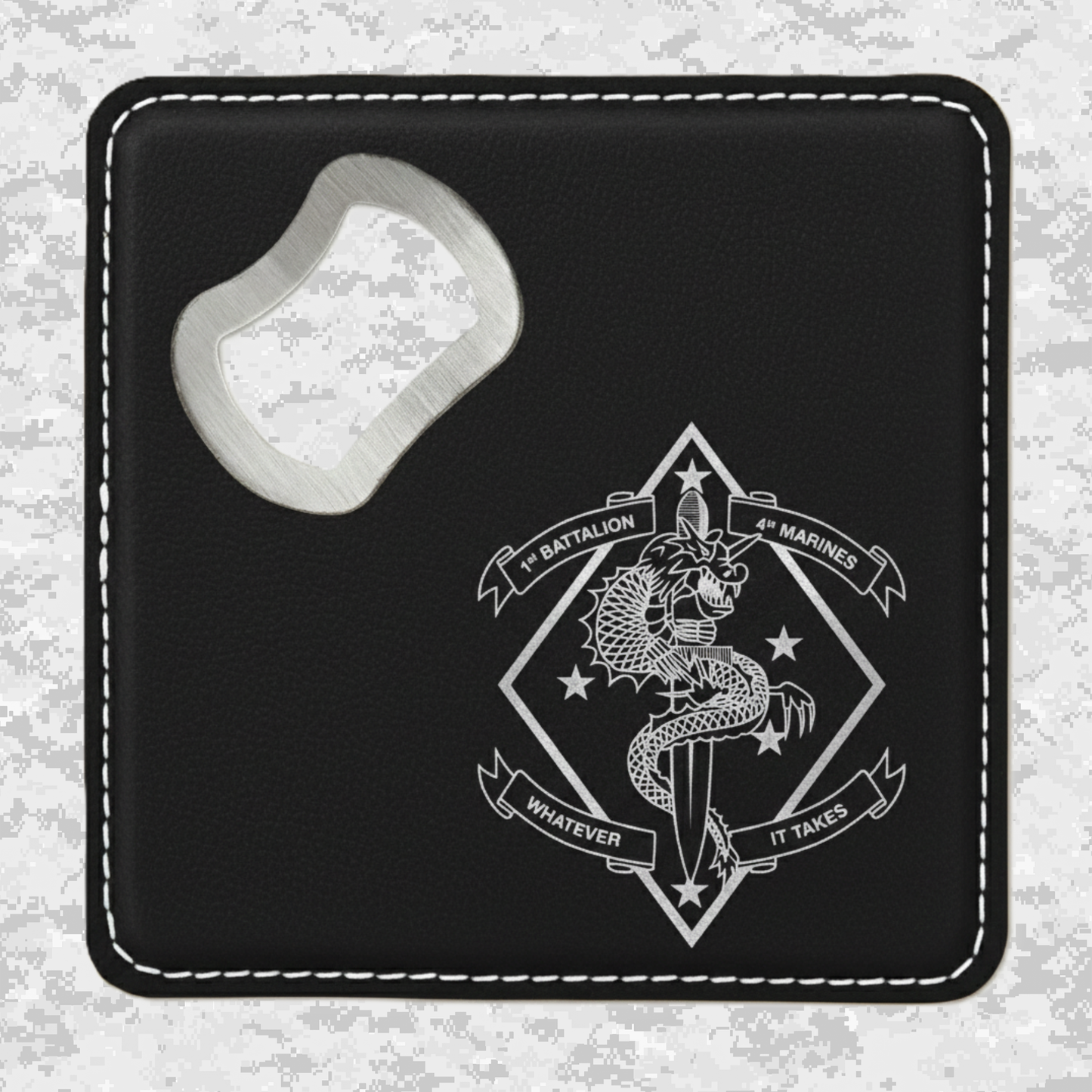 1st Battalion 4th Marines "The China Marines" | Leather Coaster & Opener