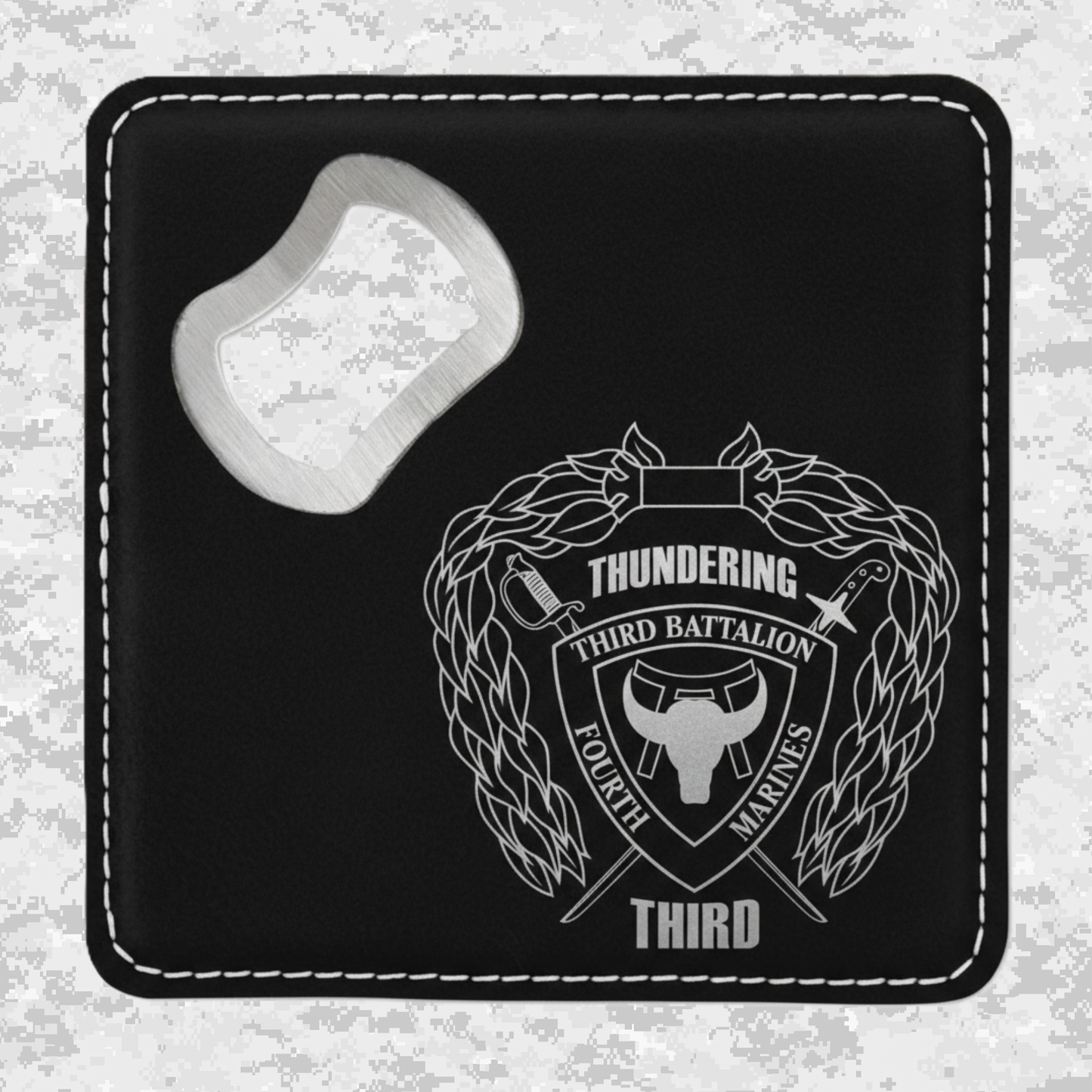3rd Battalion 4th Marines "Thundering Third" | Leather Coaster & Opener