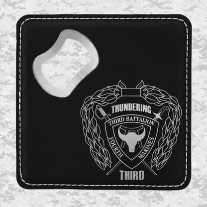 3rd Battalion 4th Marines "Thundering Third" | Leather Coaster & Opener