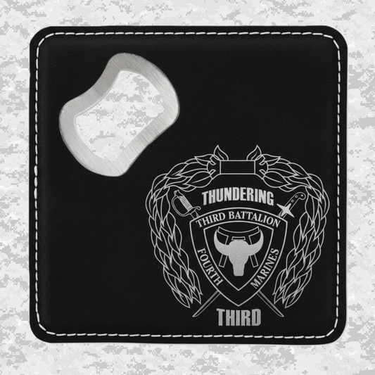3rd Battalion 4th Marines "Thundering Third" | Leather Coaster & Opener