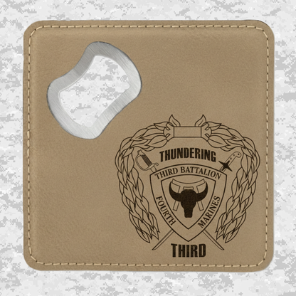 3rd Battalion 4th Marines "Thundering Third" | Leather Coaster & Opener