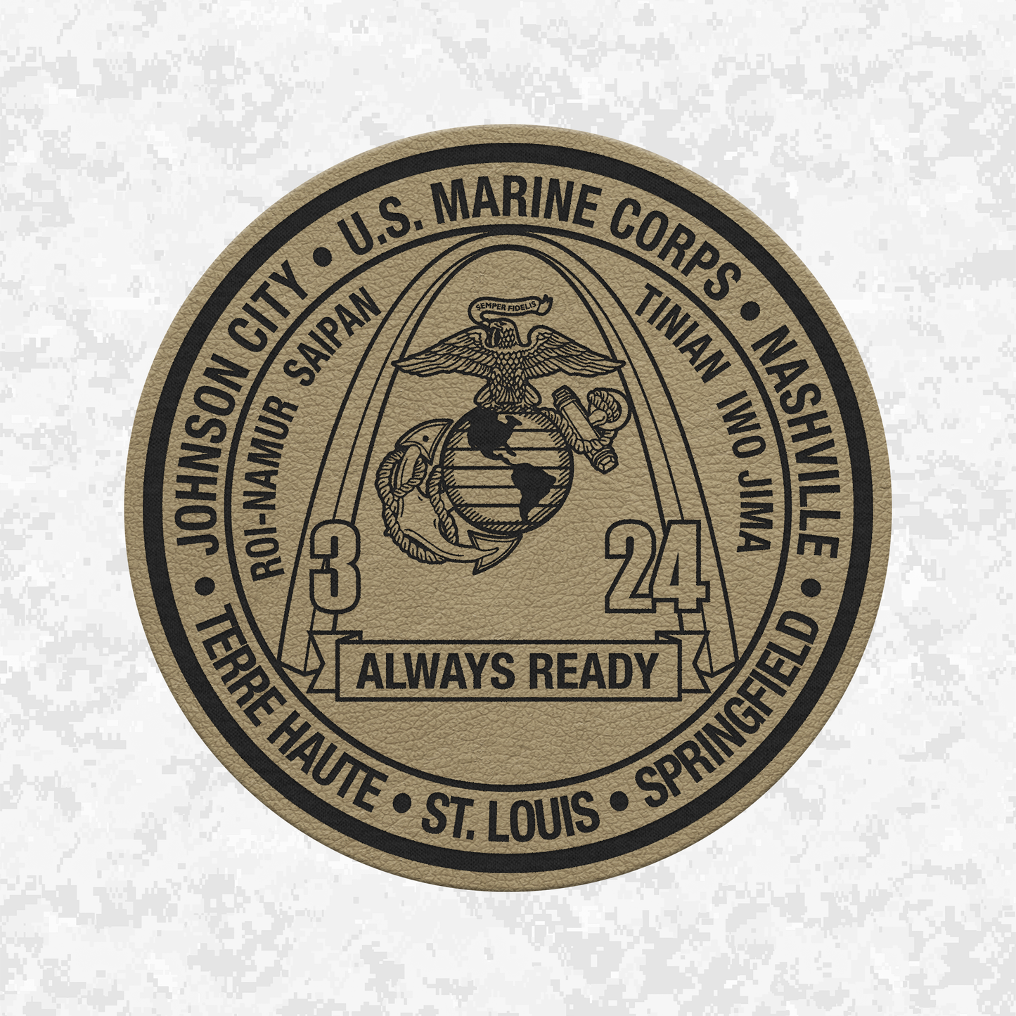 3rd Battalion 24th Marines unit "Always Ready" | Leather Patch | Velcro Backed