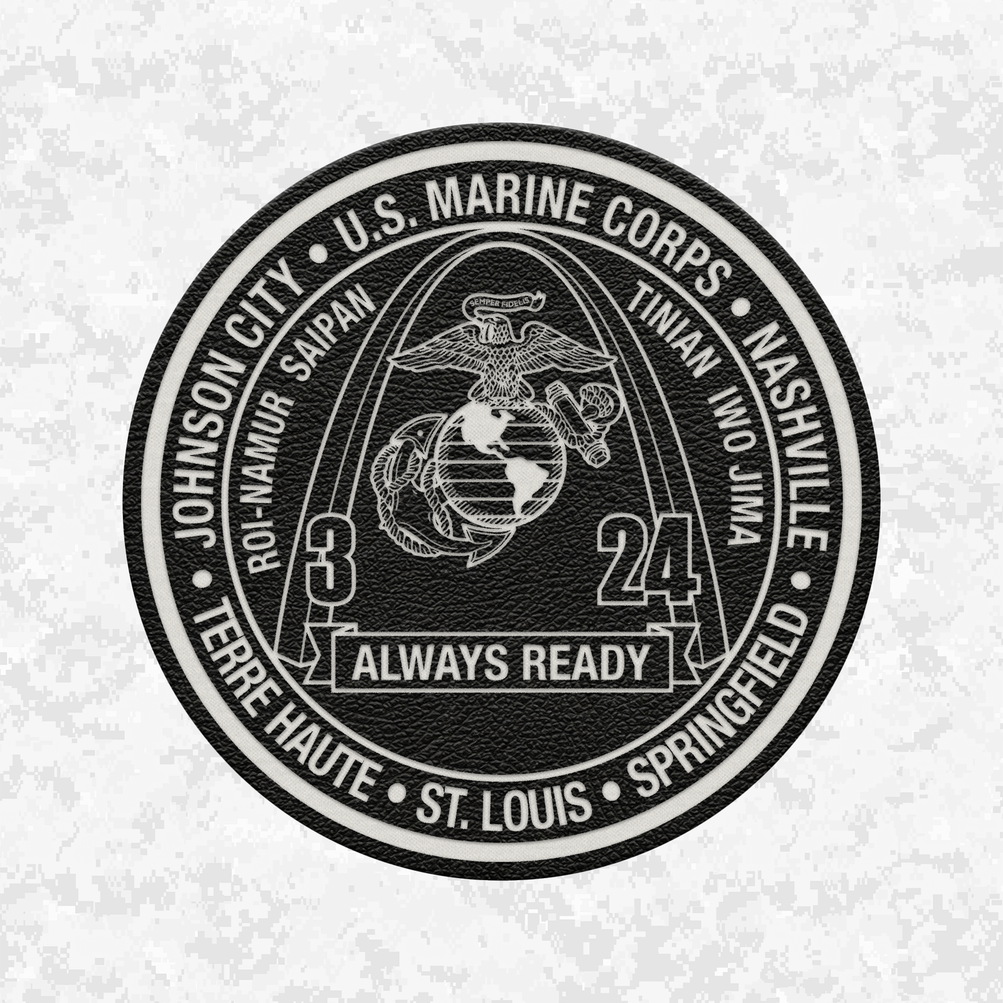 3rd Battalion 24th Marines unit "Always Ready" | Leather Patch | Velcro Backed