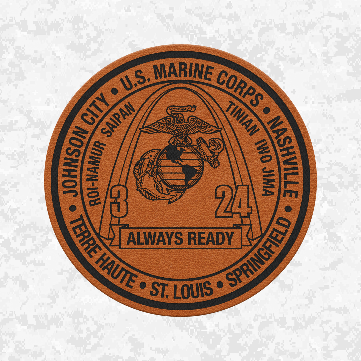 3rd Battalion 24th Marines unit "Always Ready" | Leather Patch | Velcro Backed
