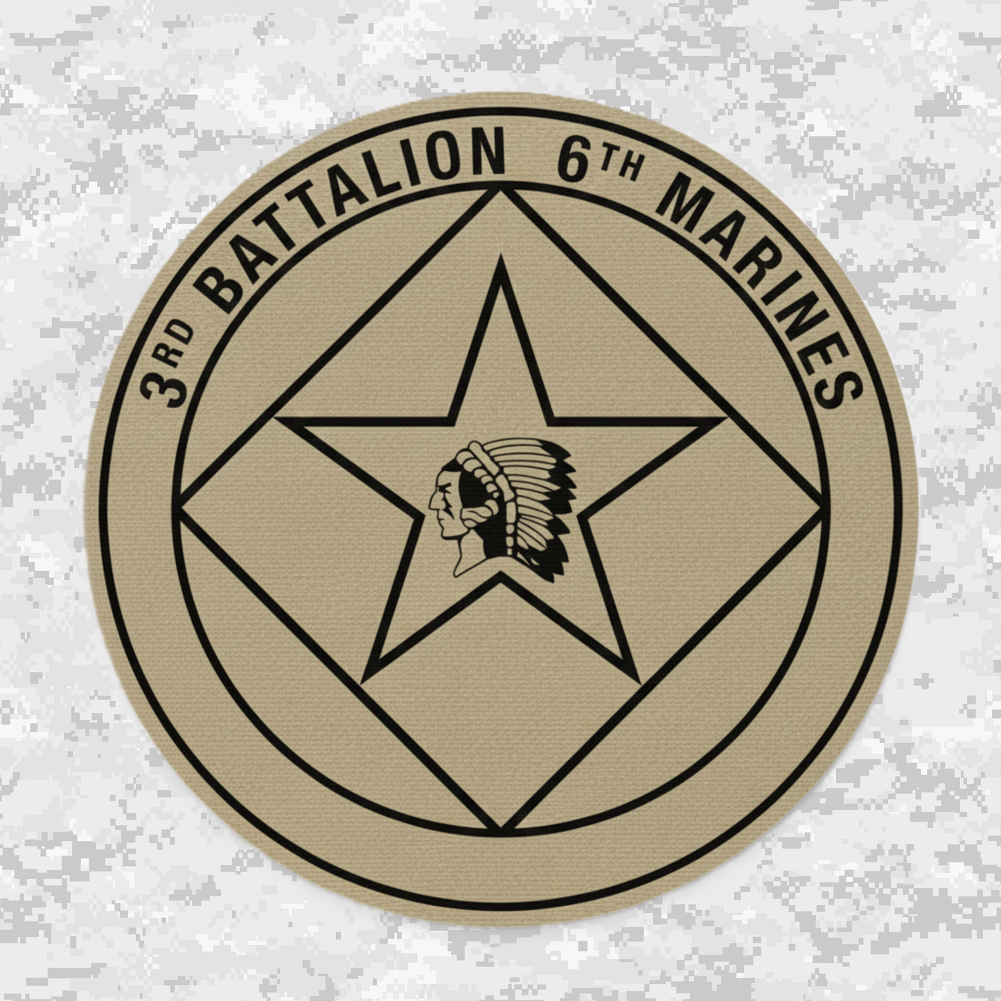 Leather Patch | 3rd Battalion 6th Marines Unit "Teufel hunden" | Velcro Backed | Brown / Black