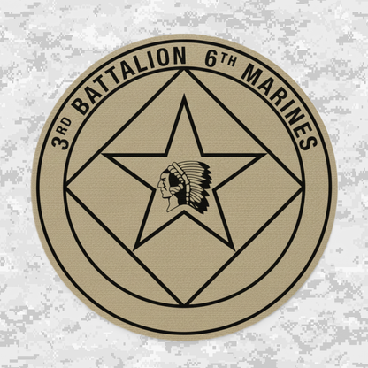 Leather Patch | 3rd Battalion 6th Marines Unit "Teufel hunden" | Velcro Backed | Brown / Black