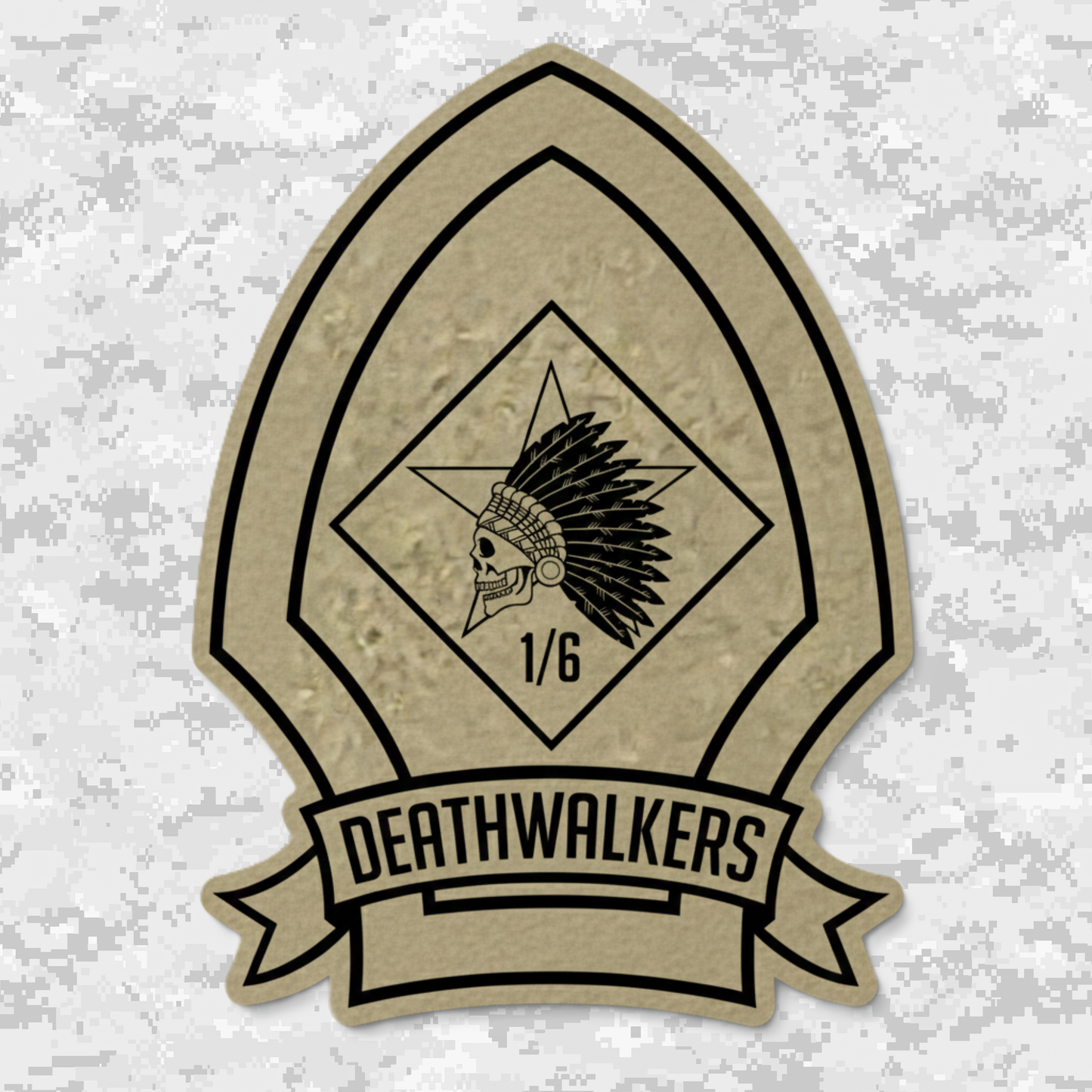 Leather Patch | 1st Battalion 6th Marines Unit "1/6 Hard" | Velcro Backed | Brown / Black