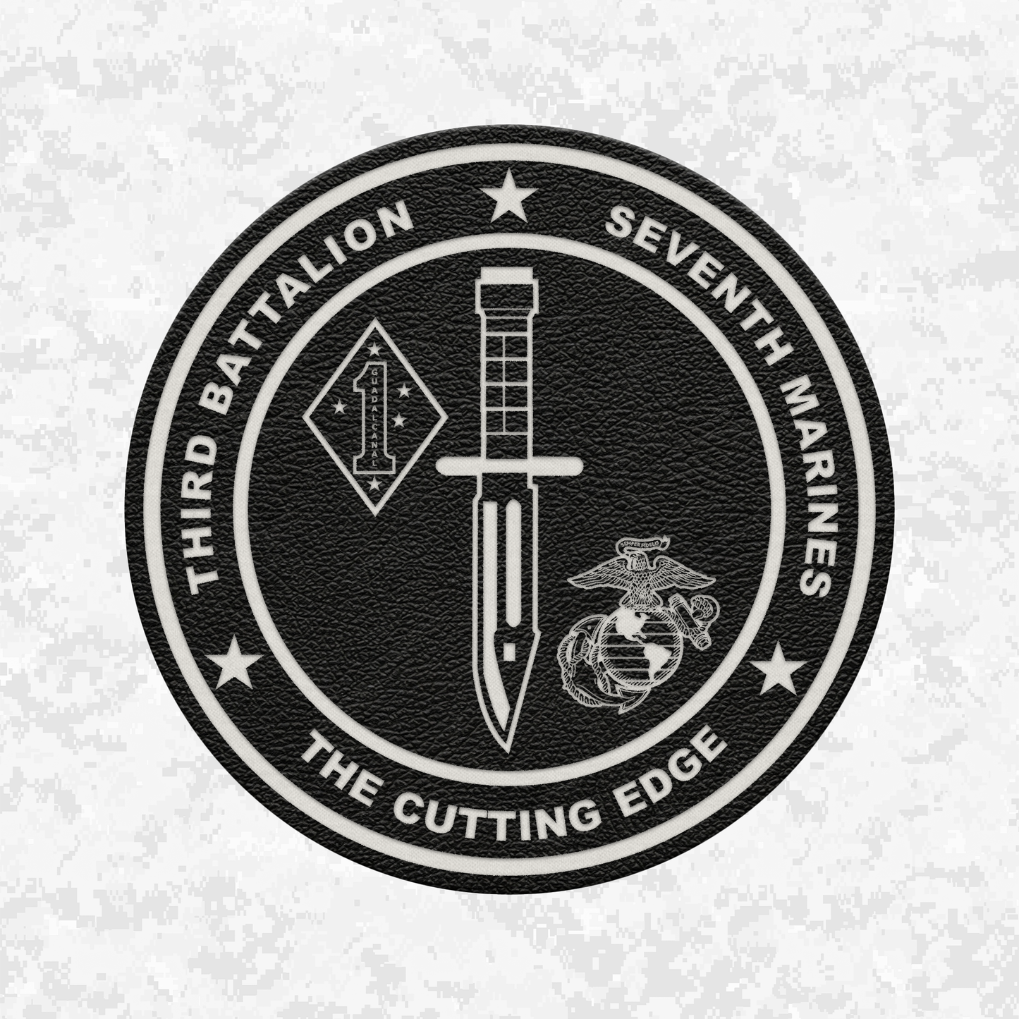 3rd Battalion 7th Marines "The Cutting Edge" #2 | Leather Patch | Velcro Backed