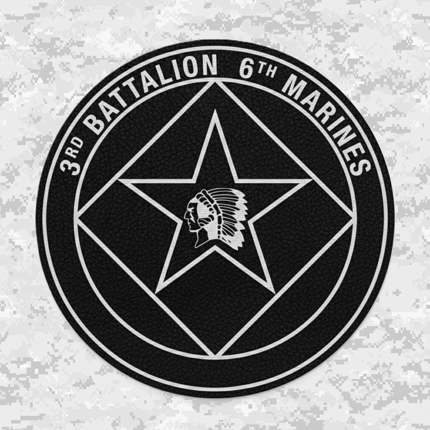 Leather Patch | 3rd Battalion 6th Marines Unit "Teufel hunden" | Velcro Backed | Brown / Black