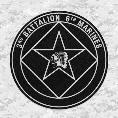 Leather Patch | 3rd Battalion 6th Marines Unit "Teufel hunden" | Velcro Backed | Brown / Black