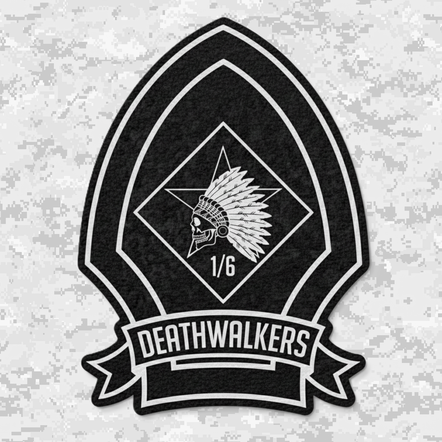 Leather Patch | 1st Battalion 6th Marines Unit "1/6 Hard" | Velcro Backed | Brown / Black