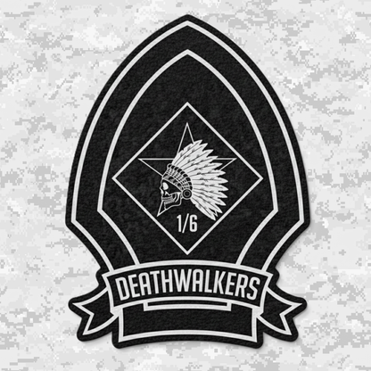 Leather Patch | 1st Battalion 6th Marines Unit "1/6 Hard" | Velcro Backed | Brown / Black