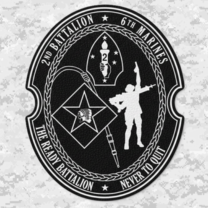 Leather Patch | 2nd Battalion 6th Marines Unit "The Ready Battalion" | Velcro Backed | Brown / Black
