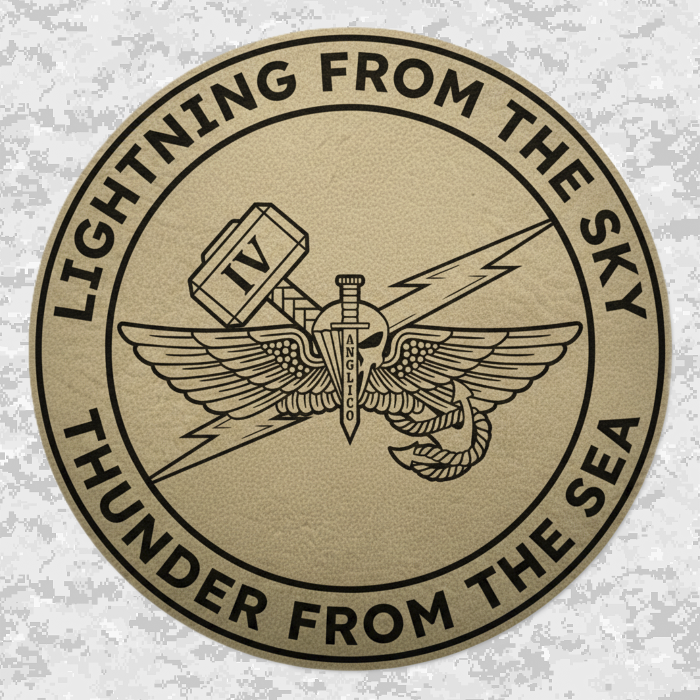 4th ANGLICO | Lightning From The Sky, Thunder From The Sea | Leather Patch | Velcro Backed