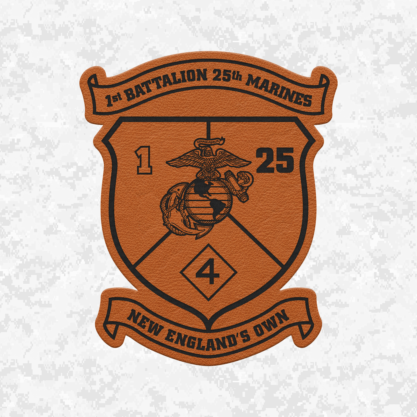 1st Battalion 25th Marines Unit "New England's Own" | Leather Patch | Velcro Backed