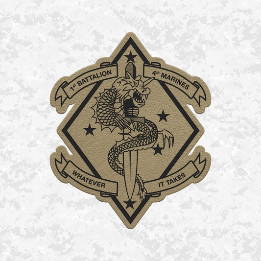1st Battalion 4th Marines "The China Marines" | Leather Patch | Velcro Backed | Brown / Black